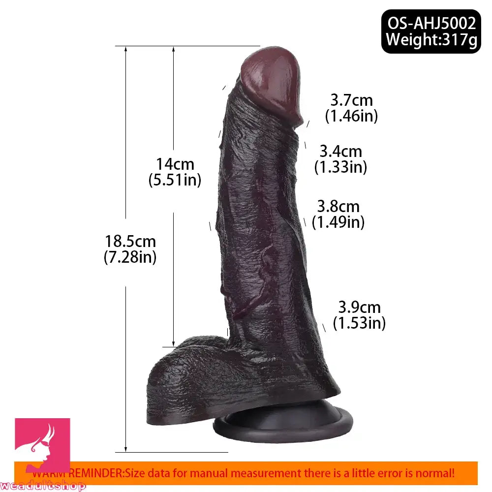 7.28in Dual Density Silicone Soft Real Dildo Unisex Adult Pleasure Cock