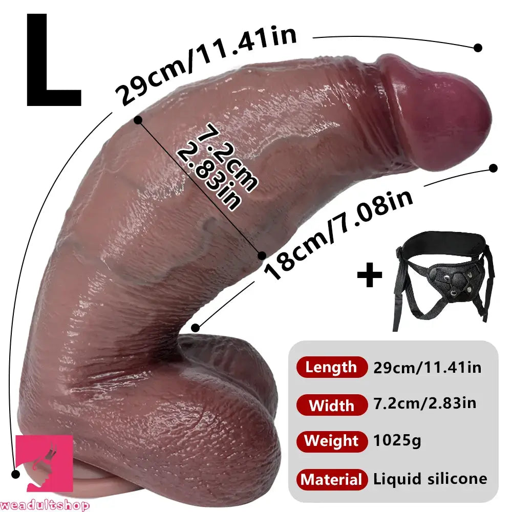9.05in 10.23in 11.41in Strap on Realistic Soft Dildo Penis Masturbator