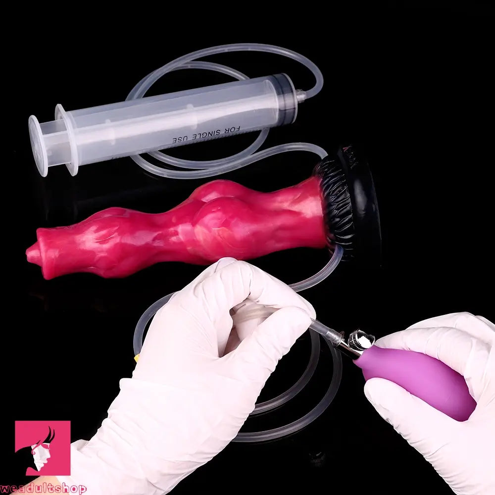 8.11in Dog Knot Silicone Soft Big Ejaculating Dildo G-Spot Stimulato Cock