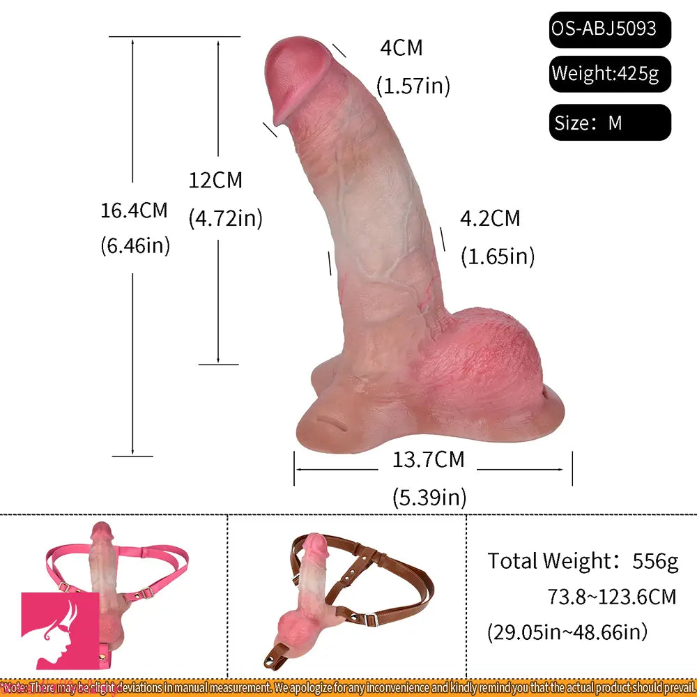 6.46in 8.43in Strap on Dual Density Silicone Real Skin Solid Dildo Adult Game Tool