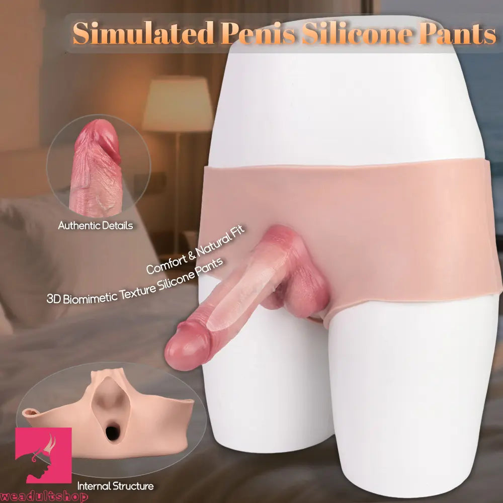 6.77in Hollow Penis Dildo Sleeve Silicone Soft Pants For Women Fucking
