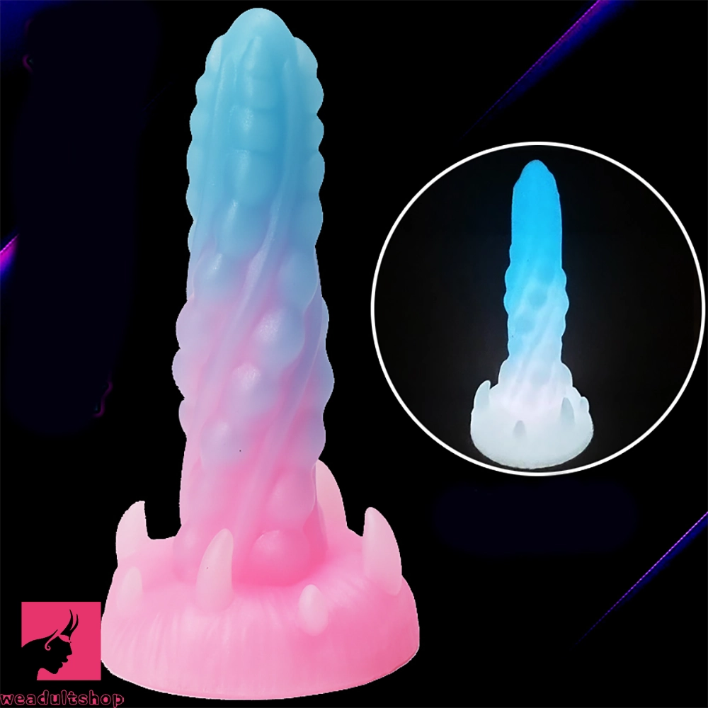 7.48in Luminous Fantasy Silicone Soft Penis Dildo With Spiked Penis Texture