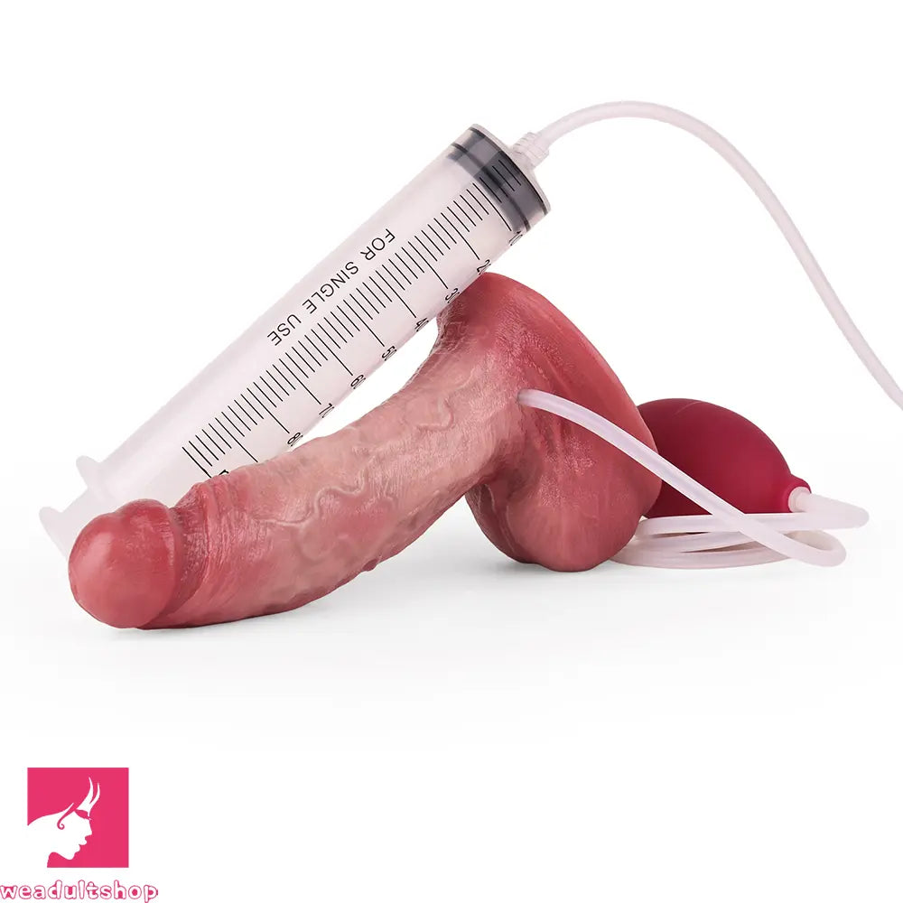 6.26in Dual Density Silicone Ejaculating Dildo For Couple Foreplay Cock
