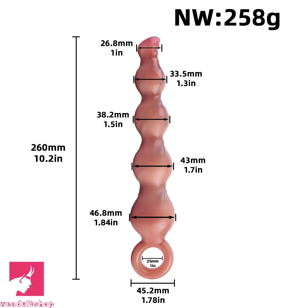 10.2in Big Vibrating Silicone Soft Pulling Beads Horse Dildo With 3 Motors