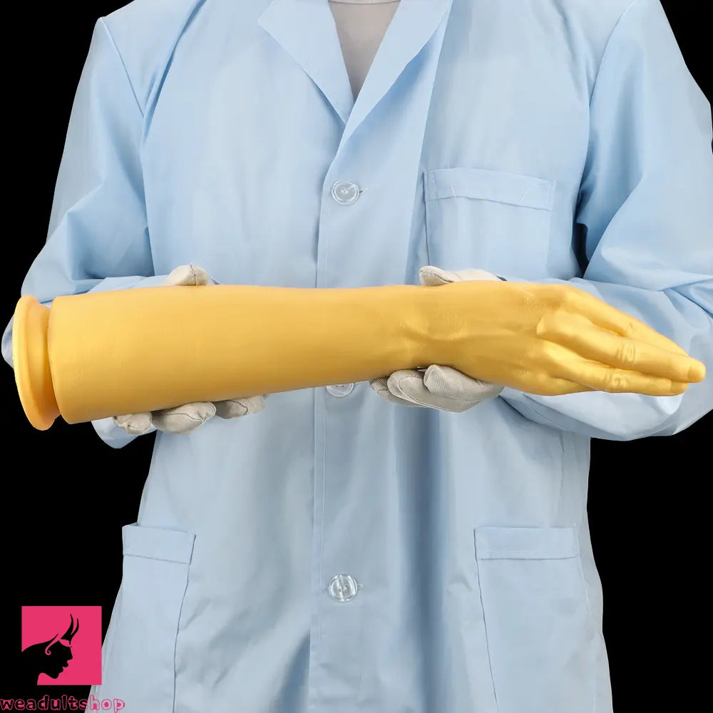 12in 14.17in 16.73in Gold Silicone Fisting Arm Ashes Grade Anal Cock Dildo