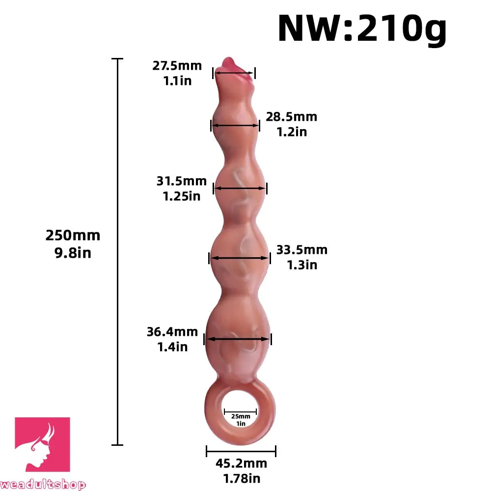 9.8in Big Vibrating Silicone Soft Pulling Beads Cock Dildo With 3 Motors