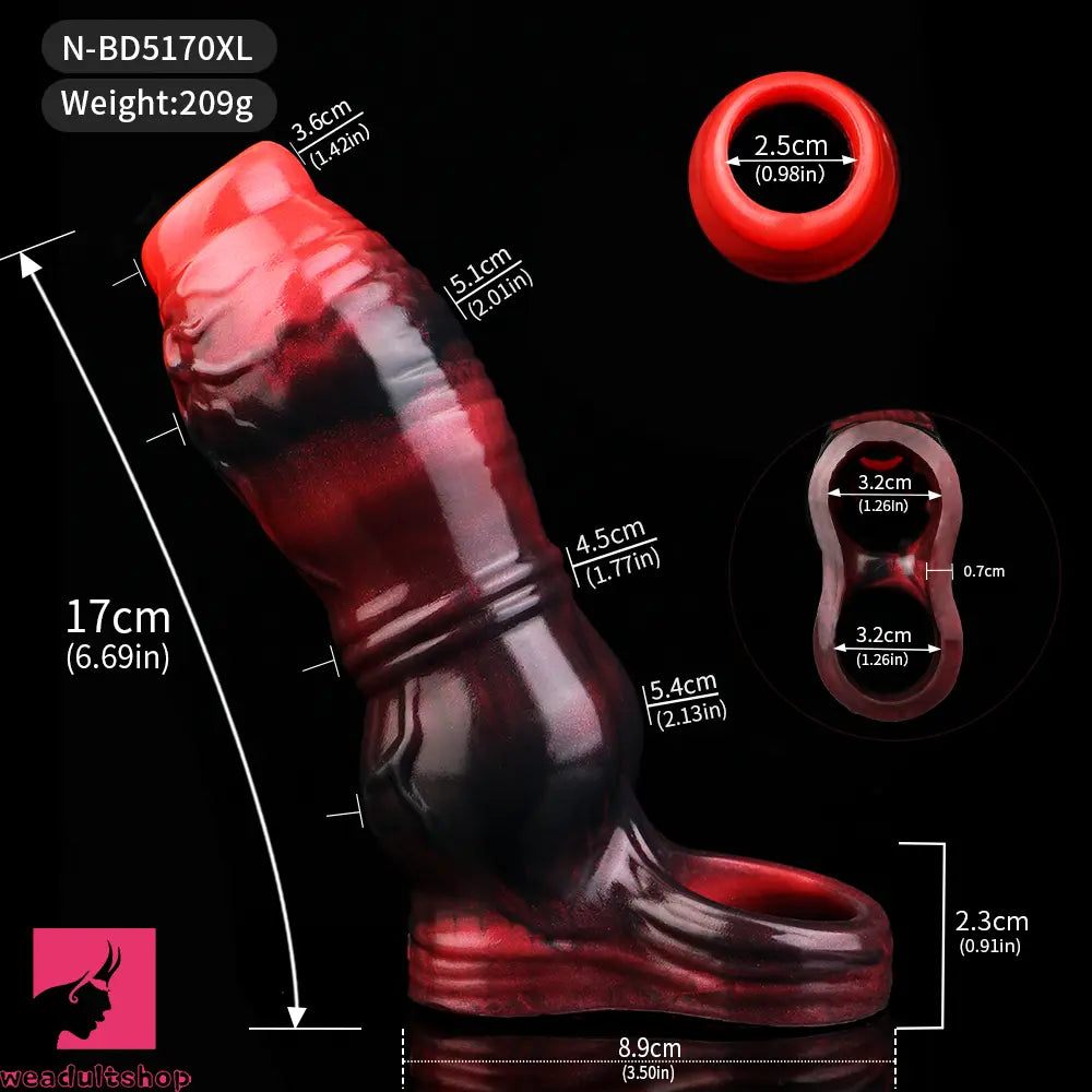 3.54in 4.72in 5.51in 6.69in Dog Knot Silicone Soft Dildo Sleeve Penis Extender