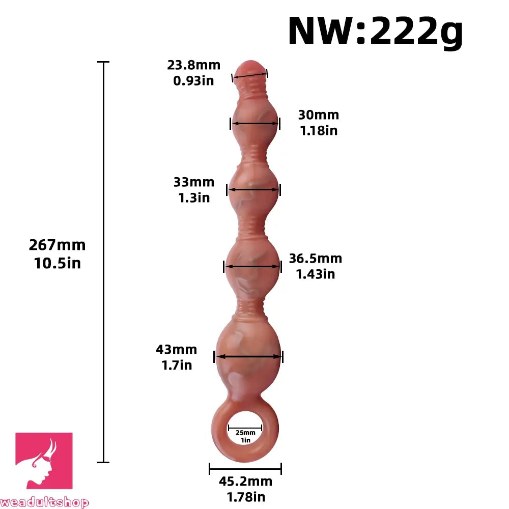 10.5in Big Vibrating Silicone Soft Pulling Beads G Spot Dildo With 3 Motors
