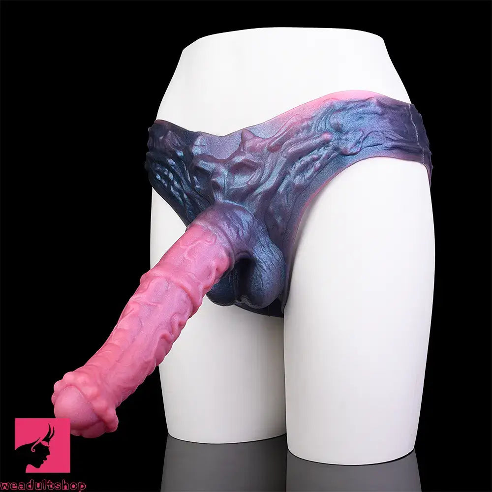 11.02in Horse Cock Hollow Soft Dildo Leather Panty Animal Penis Sheath