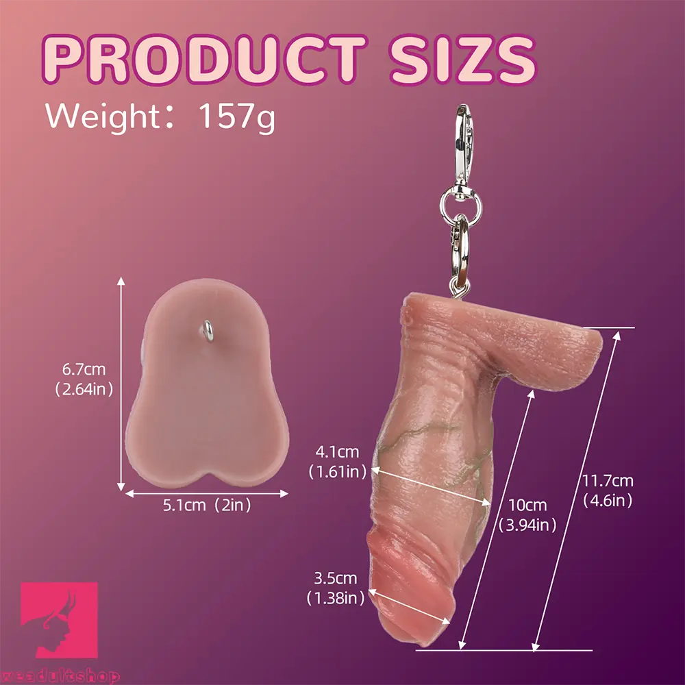 4.6in Lifelike Small Cock Uncut Foreskin Dildo For Key Chain Clit Expansion