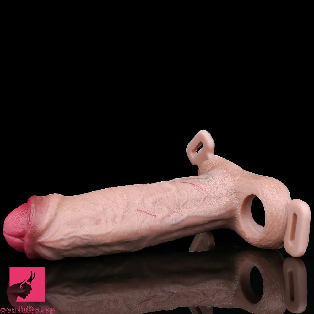 7.16in Strap on Penis Extender Uncut Cock Sleeve Dildo For G-Spot Anus