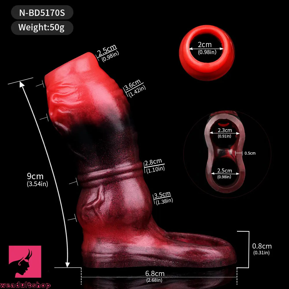 3.54in 4.72in 5.51in 6.69in Dog Knot Silicone Soft Dildo Sleeve Penis Extender