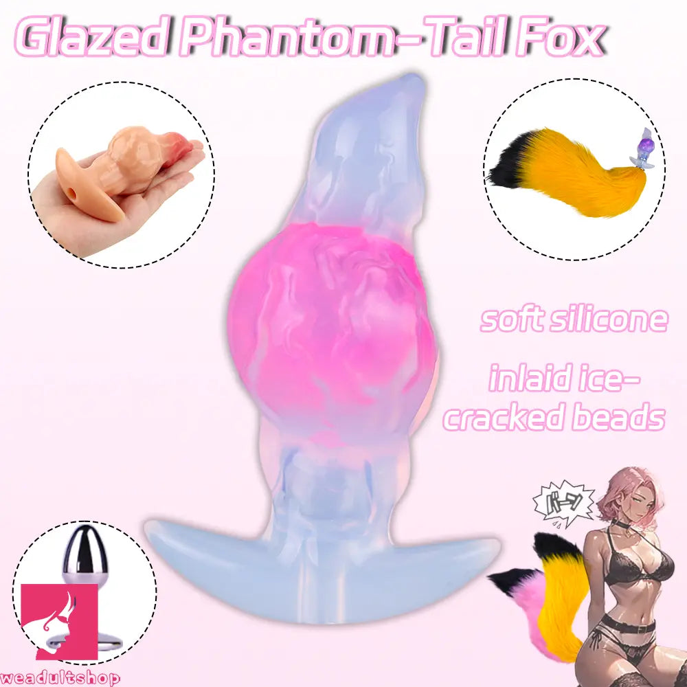 4.48in Fox Tail Wear Anchor Fantasy Dildo Butt Plug For BDSM Role Sex