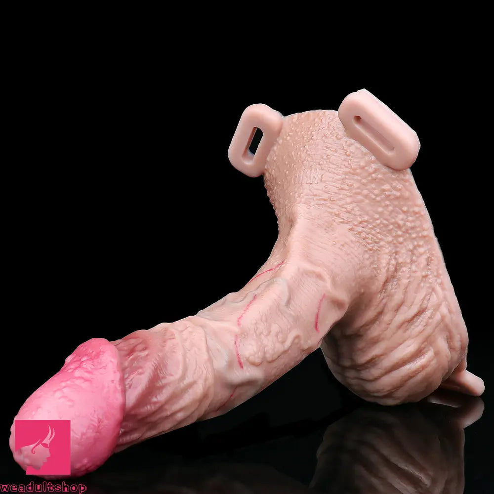 8.07in Realistic Strap on Extender Cock Sleeve Dildo Stretchable Cock Ring