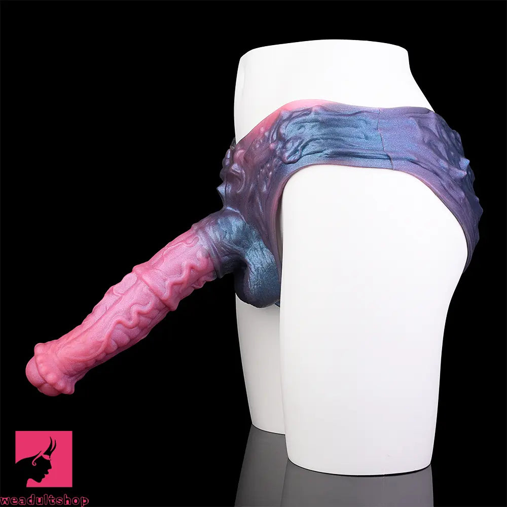 11.02in Horse Cock Hollow Soft Dildo Leather Panty Animal Penis Sheath