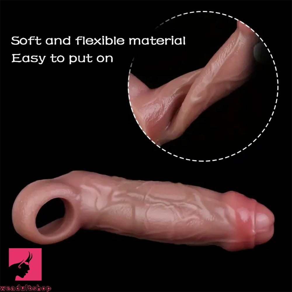 5.5in 6.3in 6.57in 6.6in 6.7in Silicone Penis Dildo Sleeve With Penis Ring