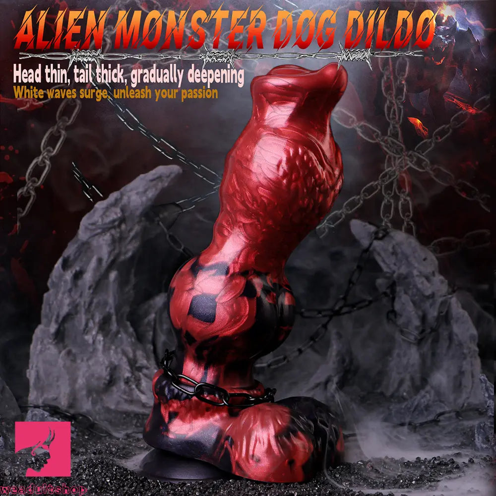 9.25in Knotted Dog Silicone Monster Creature Dildo Couple Foreplay Cock