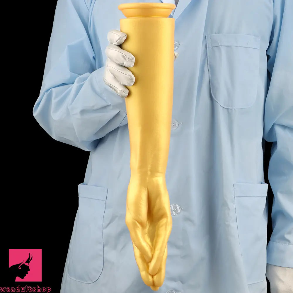 12in 14.17in 16.73in Gold Silicone Fisting Arm Ashes Grade Anal Cock Dildo