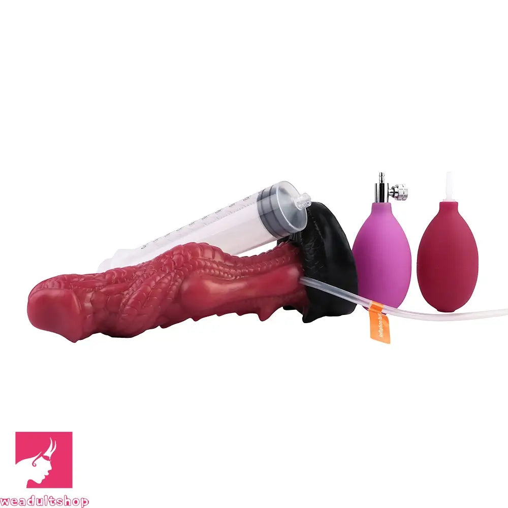 8.26in Dragon Ejaculating Inflatable Silicone Soft Animal Creature Odd Dildo