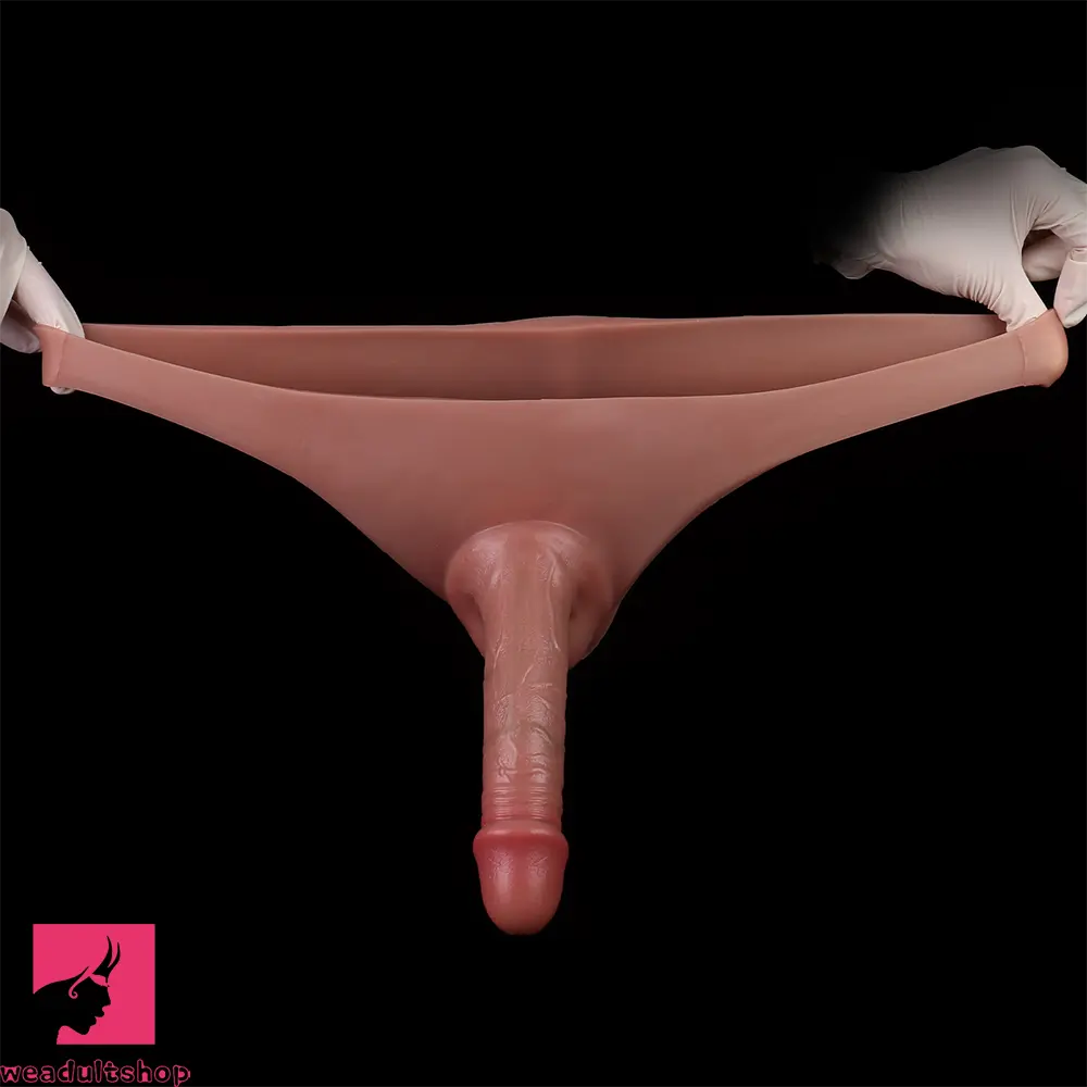 7.48in Hollow Penis Dildo Sleeve Silicone Soft Pants For Cock Simulation