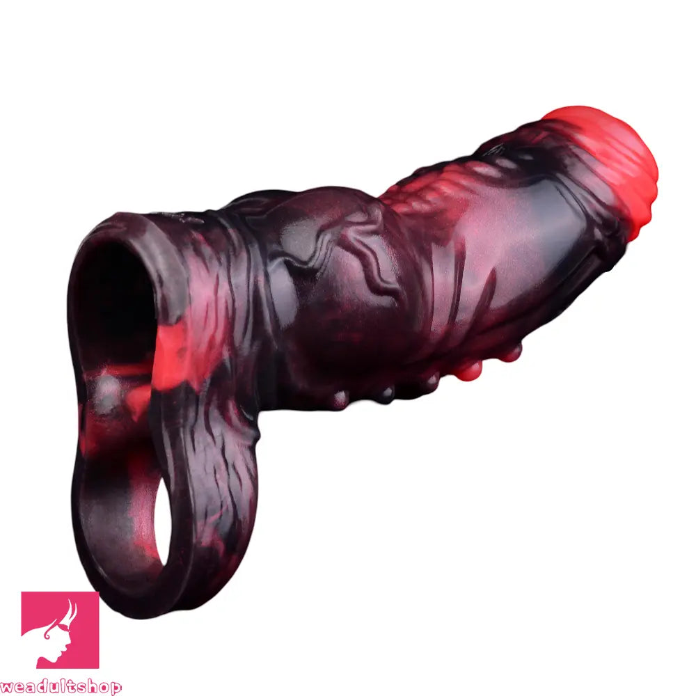 5.91in Silicone Vibrating Dog Tentacle Dildo Sleeve Knot Dildo With Cock Ring
