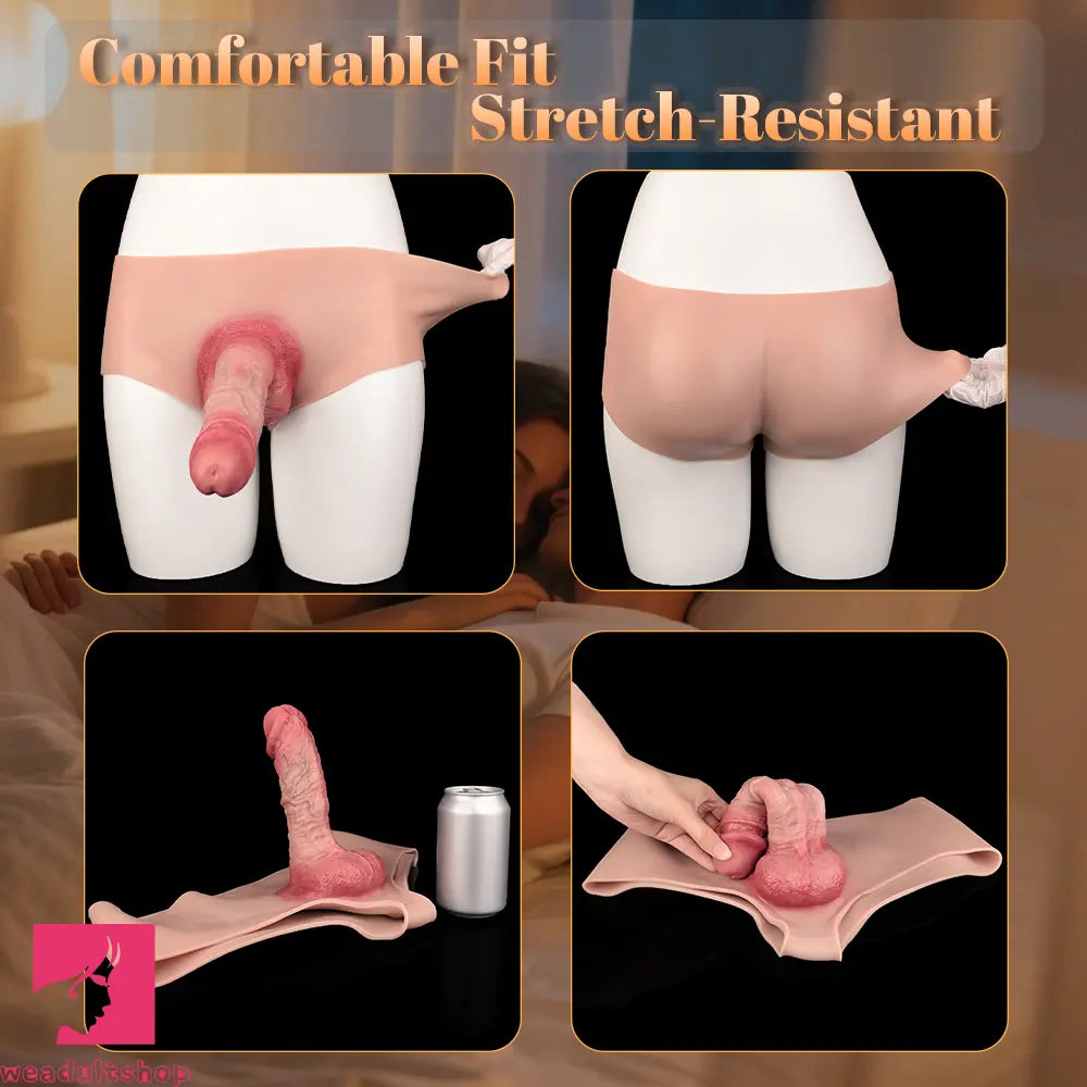 7.44in Hollow Penis Dildo Sleeve Silicone Soft Pants Sex Toy For Women