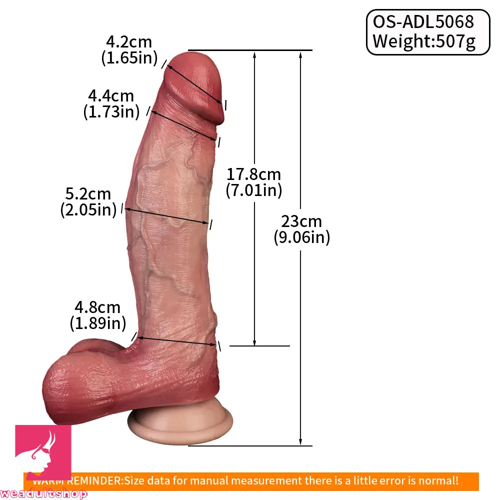 9.06in Double-layer Liquid Silicone Skin-like Durable Construction Dildo