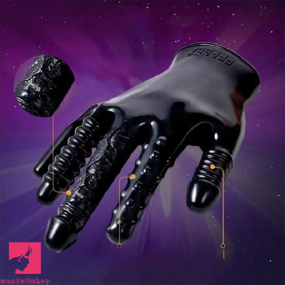 8.3in Finger Spiked Dildo Glove For Manual Massage Stimulating Clit Toy