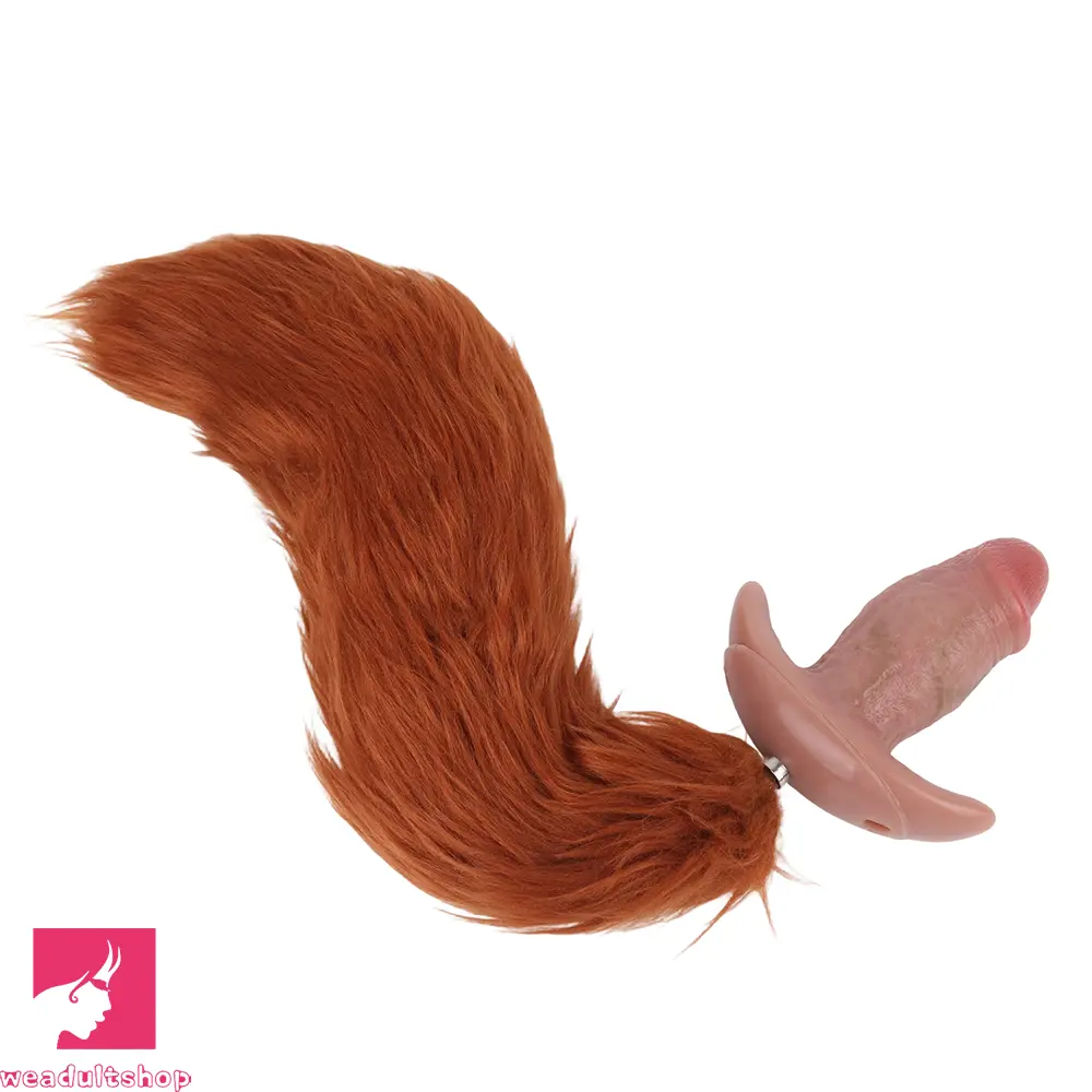 5.8in Hairy Penis 10 Frequency Vibration Role Sex Dildo Tail Butt Plug