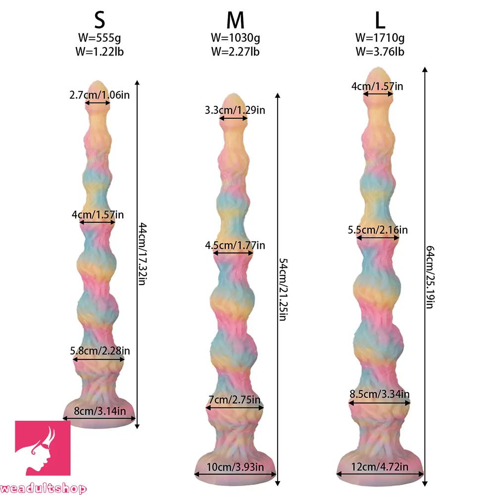 17.32in 21.25in 25.19in Luminous Pull Beads Silicone Dildo Butt Plug Rare Cock