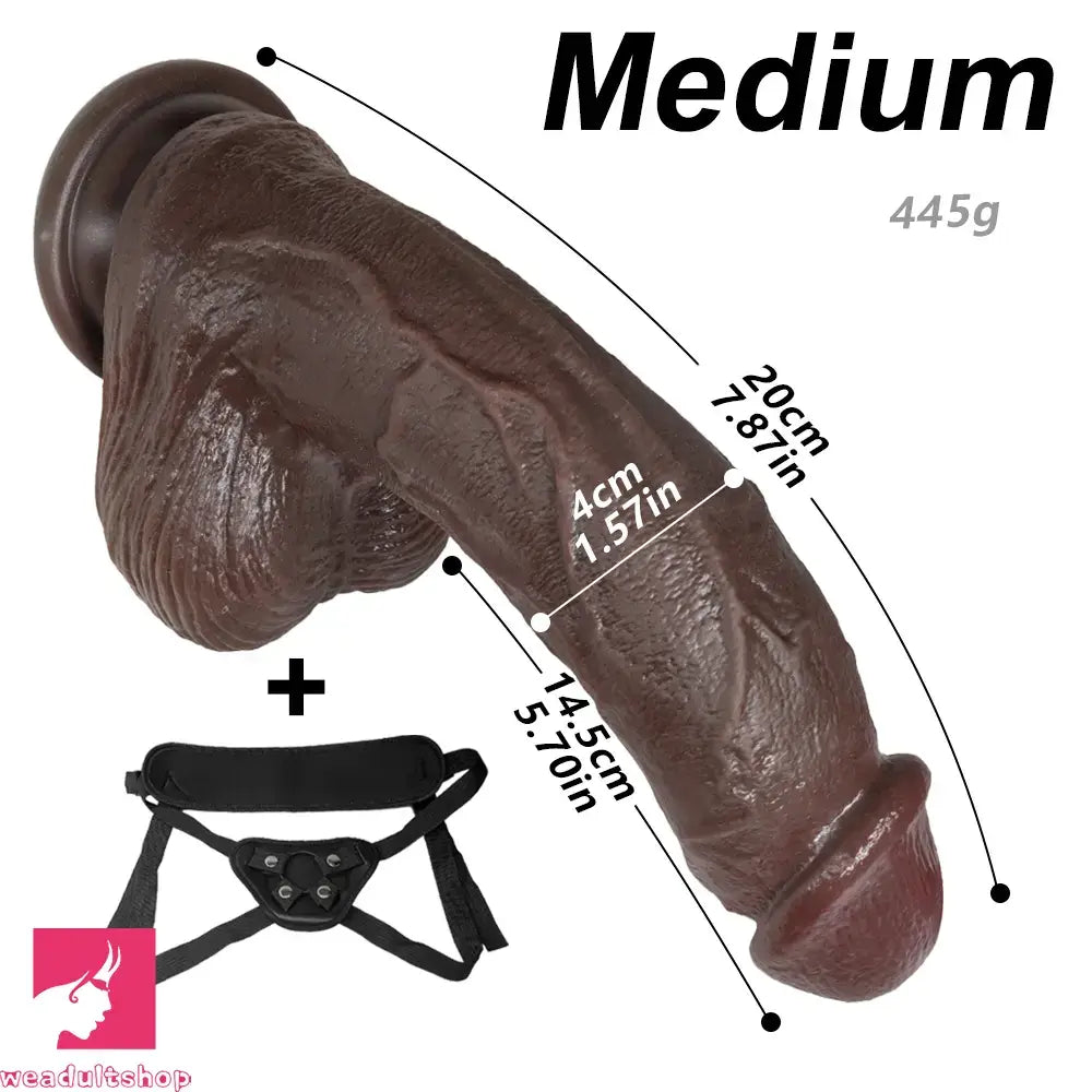 6.29in 7.87in 9.64in Curved Strap on Realistic Dildo Unisex Penis Real Sex Toy