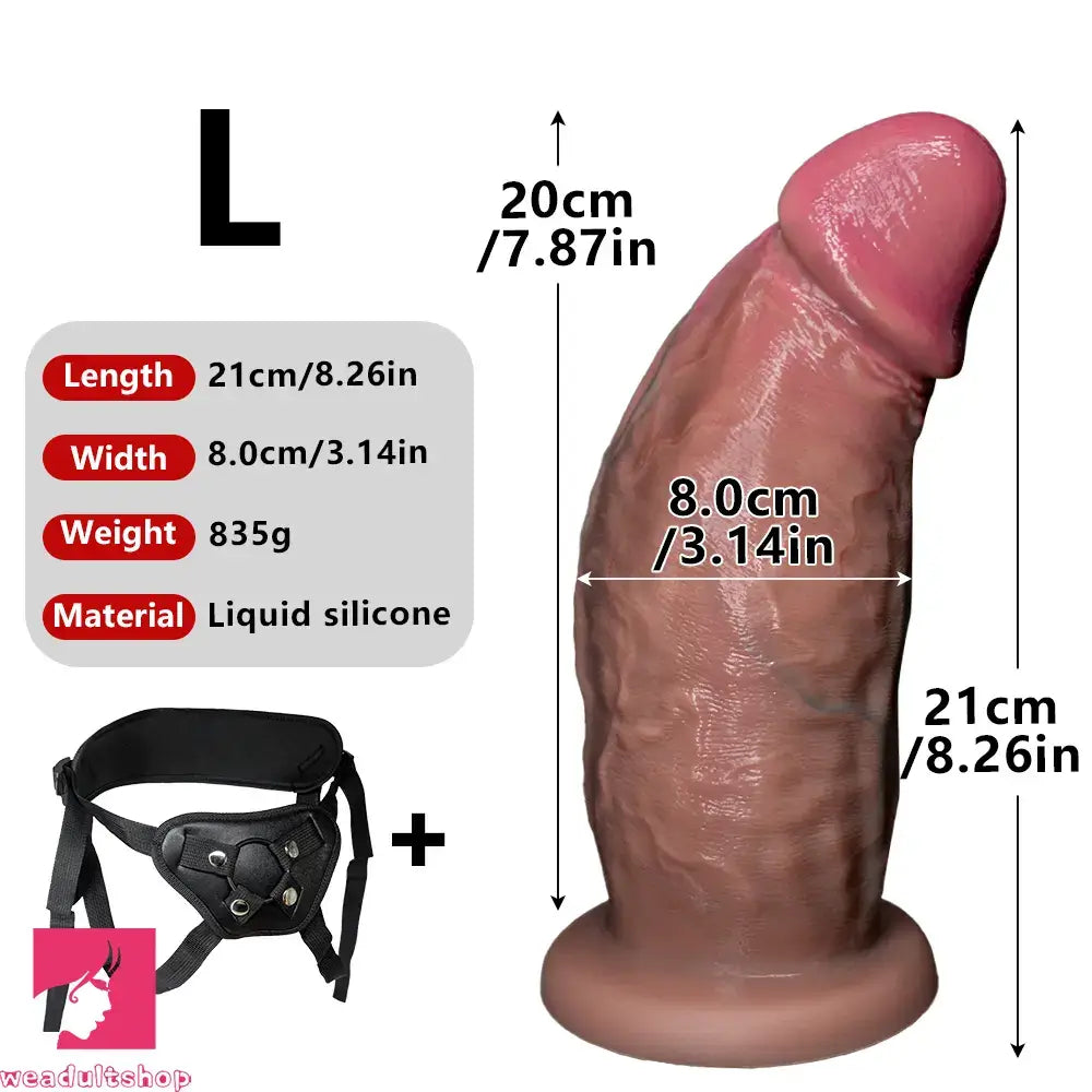 6.1in 7.08in 8.26in 9.05in 9.84in Realistic Thick Strap on Silicone Dildo