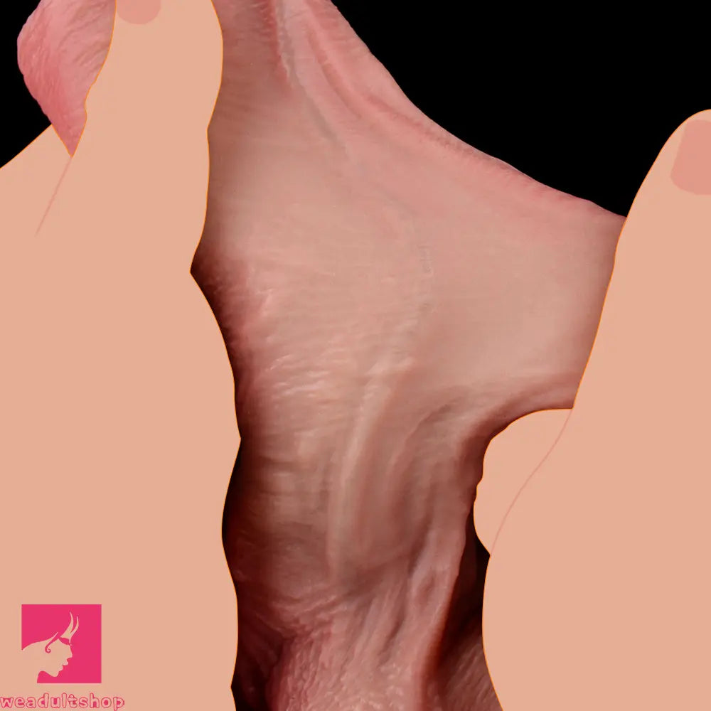 8.11in Double-layer Liquid Silicone Skin-like Soft Uncut Dildo Cock Sex Toy