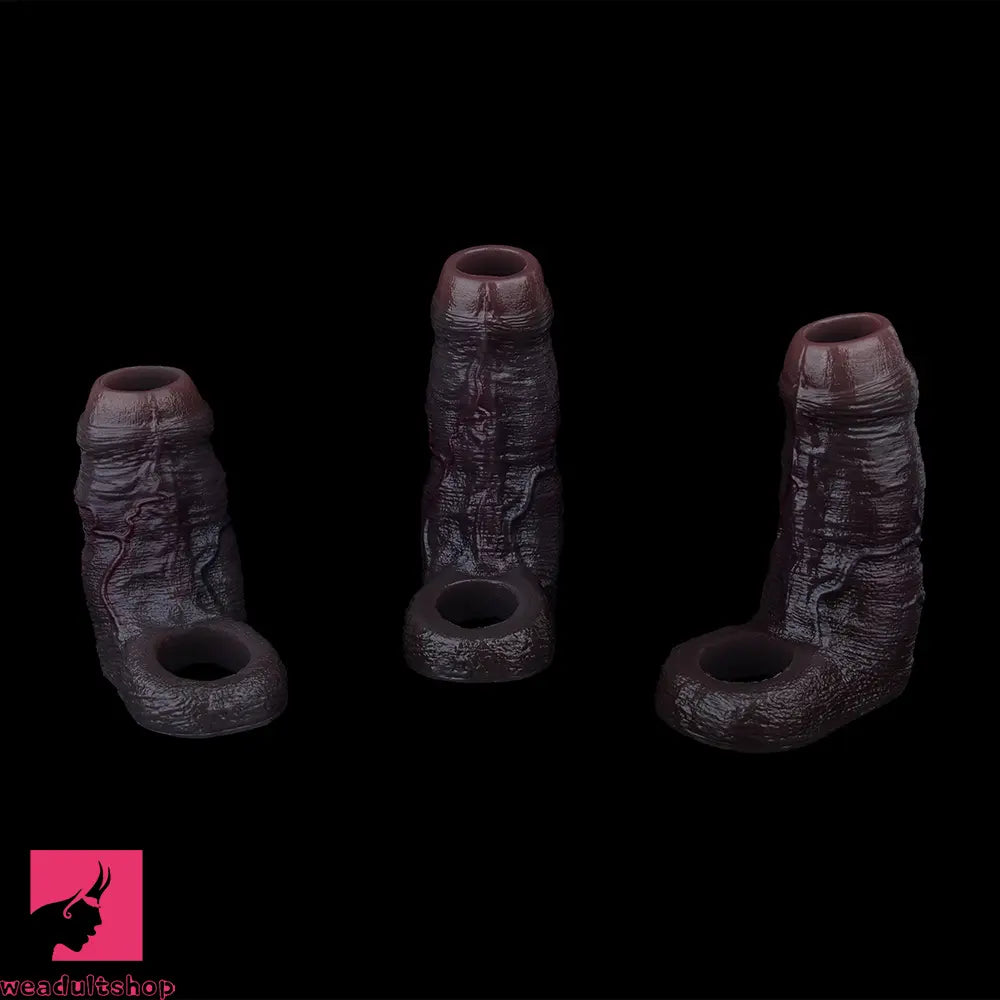 4.05in 4.8in 5.39in Platinum Silicone Penis Dildo Sleeve Male Wearable Toy