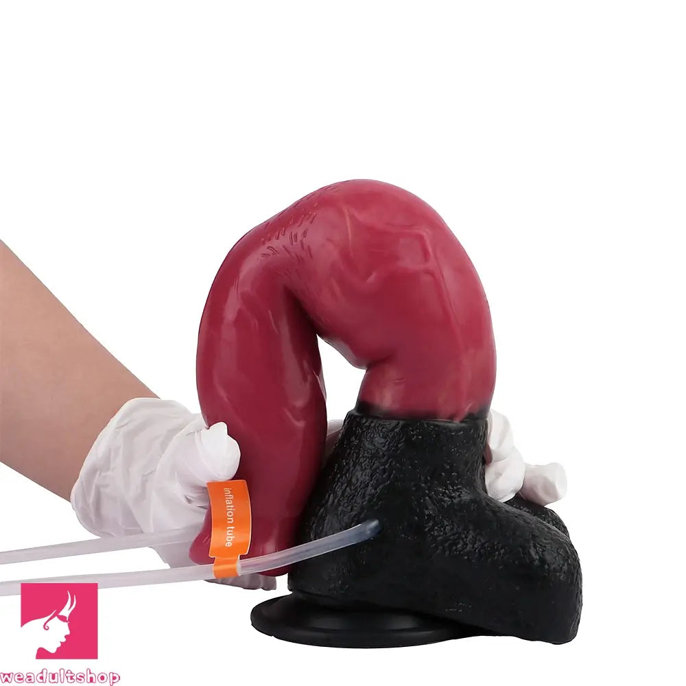 10.98in Dog Knot Ejaculating Inflatable Soft Silicone Dildo For Cock Sex