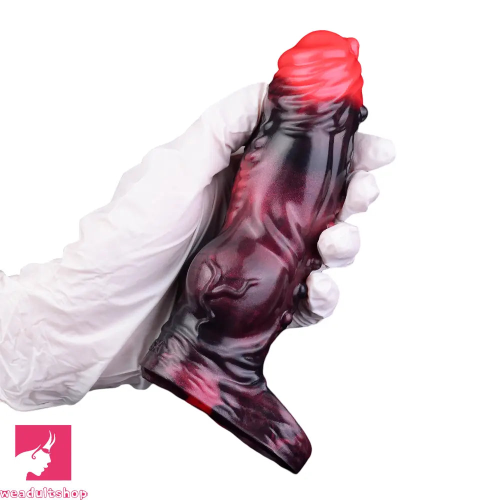 5.91in Silicone Vibrating Dog Tentacle Dildo Sleeve Knot Dildo With Cock Ring