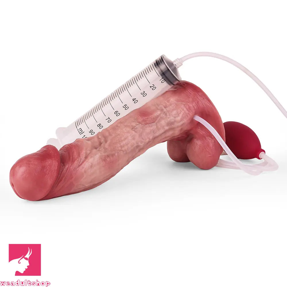 9.02in Realistic Soft Texture Dual Density Silicone Ejaculating Dildo