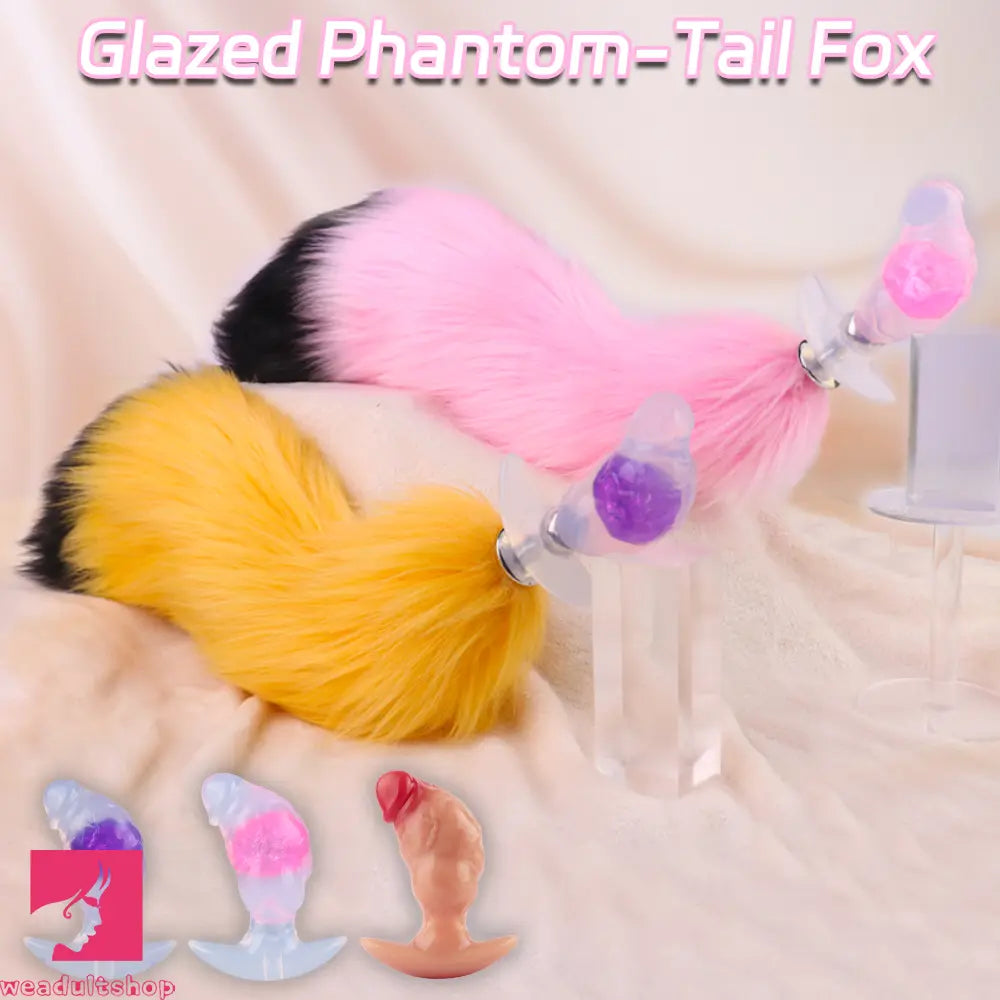 4.1in Fox Tail Wear Anchor Silicone Dildo Butt Plug For BDSM Role Sex Toy