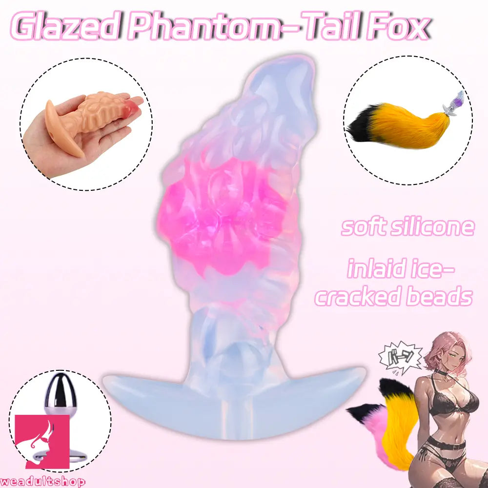 4.53in Fox Tail Wear Anchor Silicone Odd Dildo Butt Plug For BDSM Sex