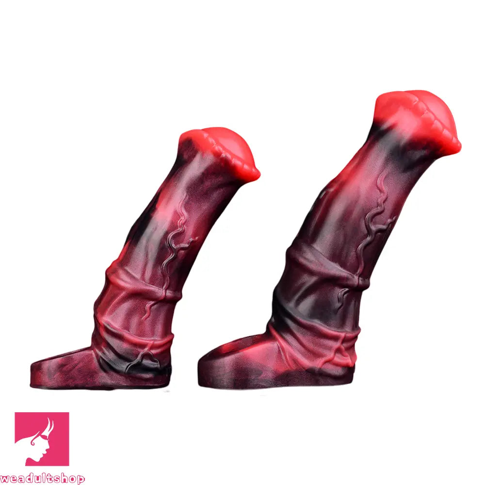 5.58in 7.17in Silicone Horse Penis Sleeve Cock Ring Hollow Vibrating Dildo