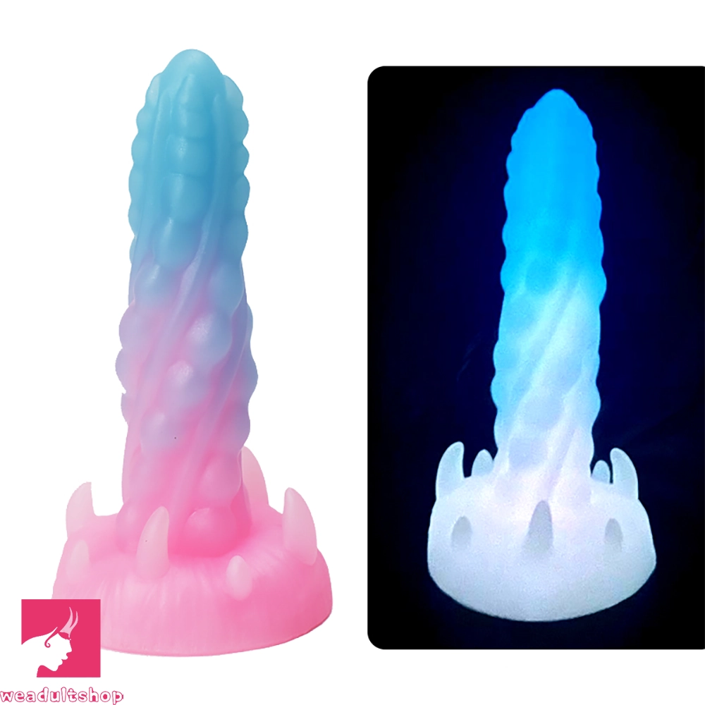 7.48in Luminous Fantasy Silicone Soft Penis Dildo With Spiked Penis Texture