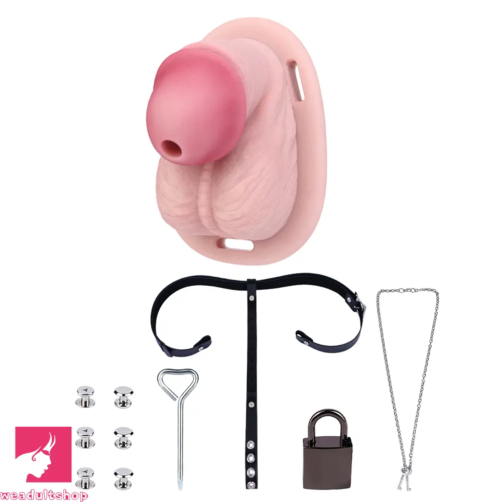 3.74in Real Hollow Chastity Cage Dildo Realistic Penis For Vagina Love
