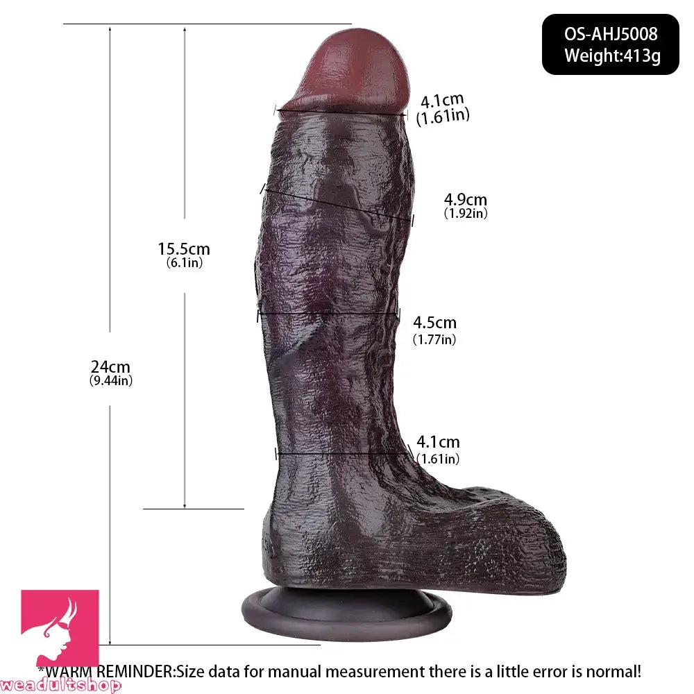 9.44in Dual Density Silicone Soft Real Dildo For Gay G Spot Love Prostate