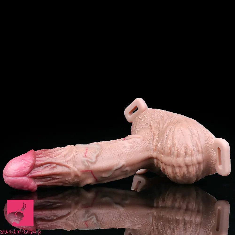 8.07in Realistic Strap on Extender Cock Sleeve Dildo Stretchable Cock Ring