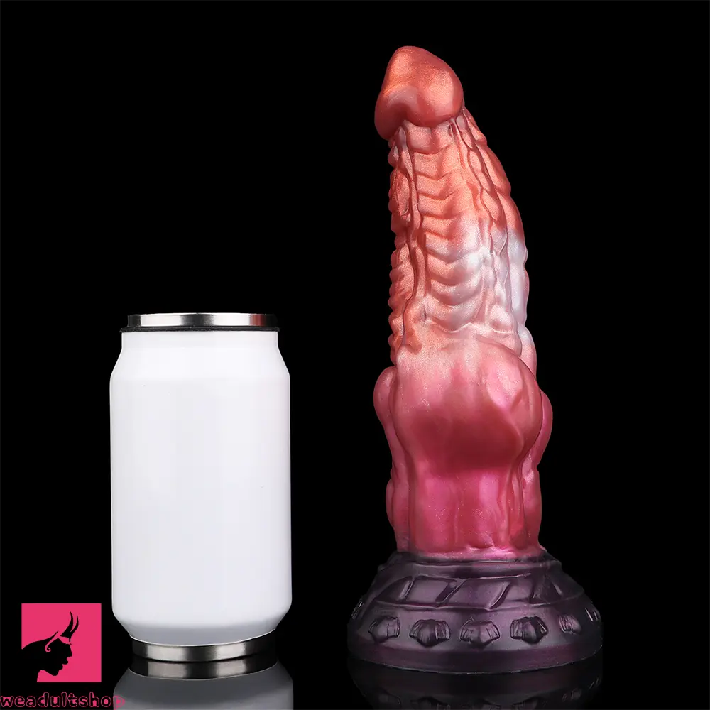 9.76in Knotted Monster Animal Double Layer Silicone Dildo Female Toy