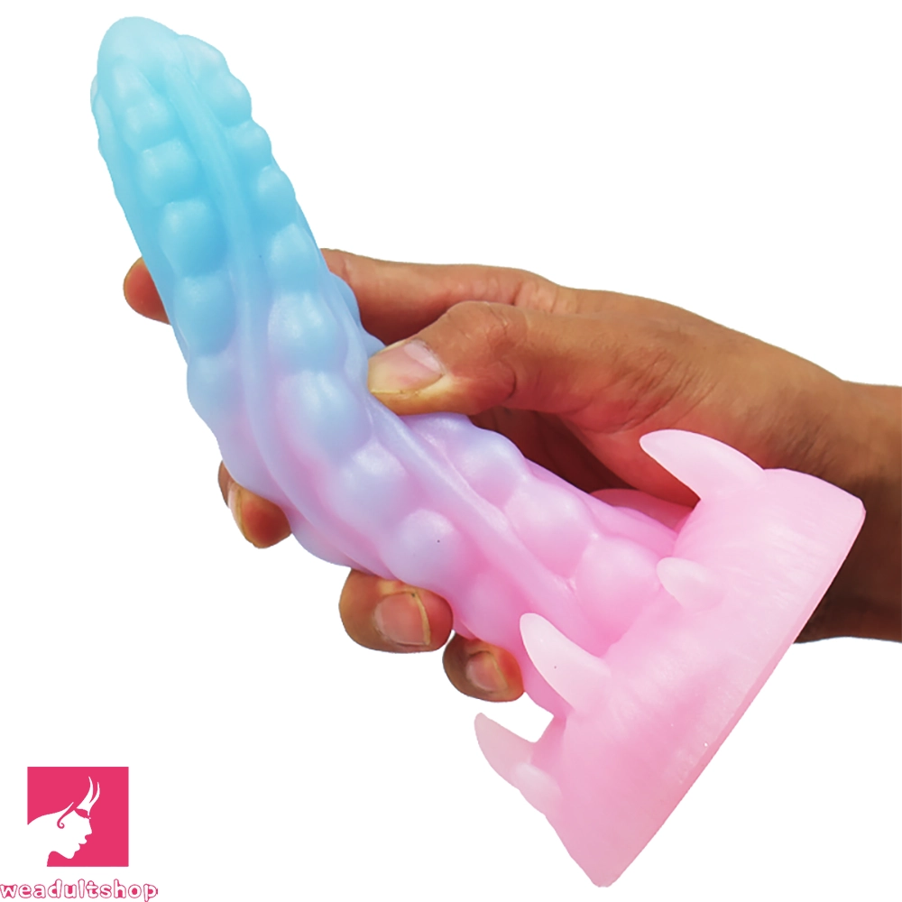 7.48in Luminous Fantasy Silicone Soft Penis Dildo With Spiked Penis Texture