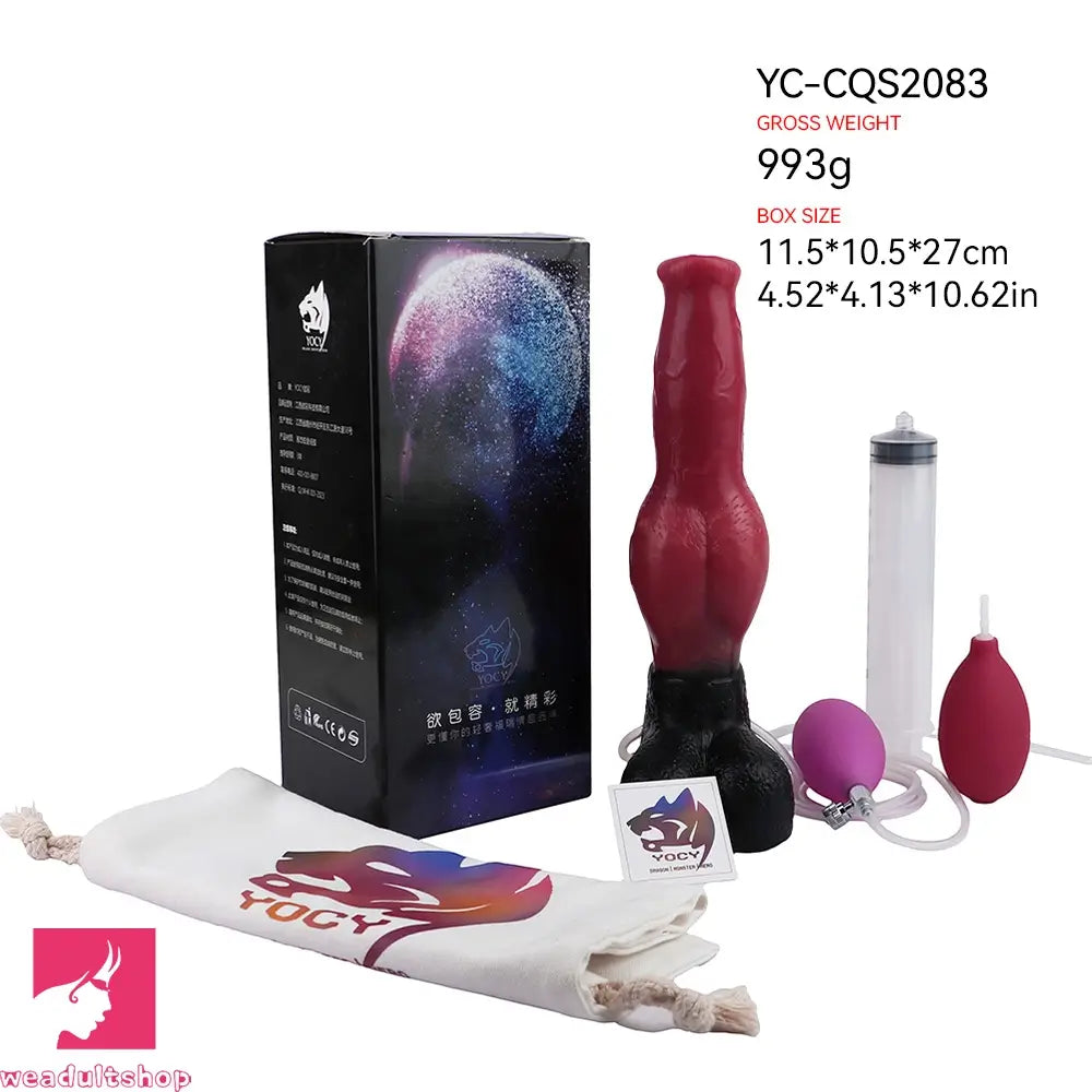 10.98in Dog Knot Ejaculating Inflatable Soft Silicone Dildo For Cock Sex