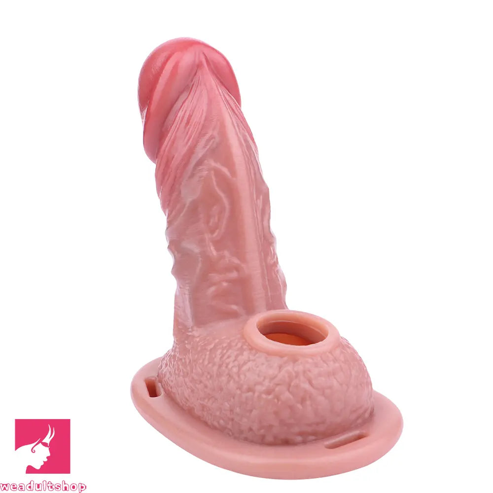 6.69in Soft Cock Cage Strap on Chastity Dildo With Lock With Cock Ring