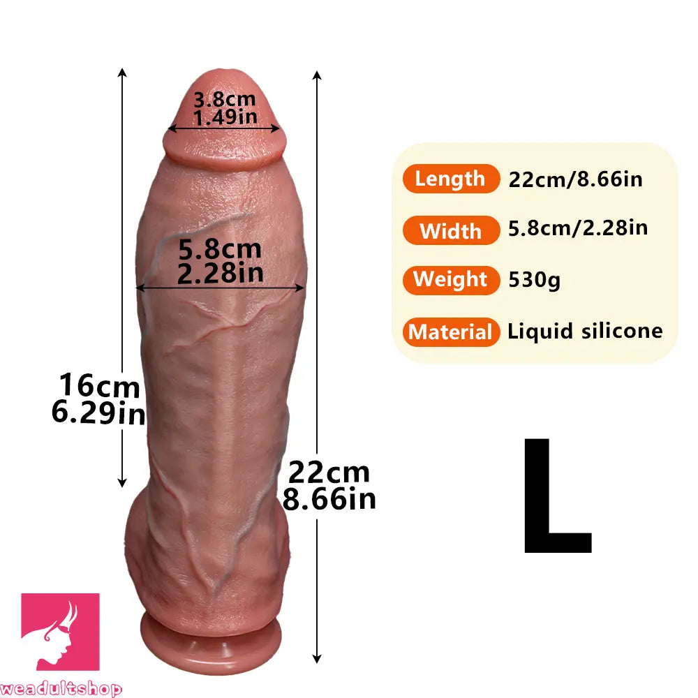 8.66in 10.03in Dual Layer Silicone Soft Strap on Dildo Masturbation Toy