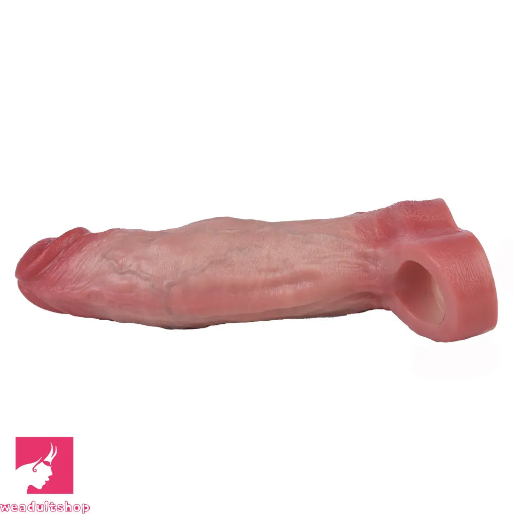 7.68in Vibrating Real Automatic Silicone Hollow Dildo Sleeve Penis Extender
